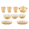 Golden glass cups, bowls, plates, petal bowls, salad bowls, Western plates, household water cups, event gifts Item Picture